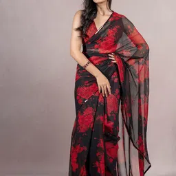 kalini MIRCHI FASHION Poly Georgette Floral Sequinned Festive Saree image 2