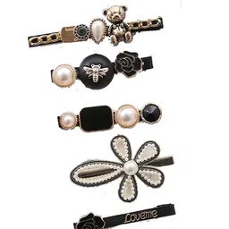 GLOSSY Women Set of 5 Embellished Alligator Hair Clip image 2