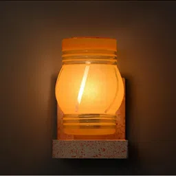 1ST TIME Yellow & Yellow Textured Wood Contemporary Cylinder Shaped Wall Lamp image 4