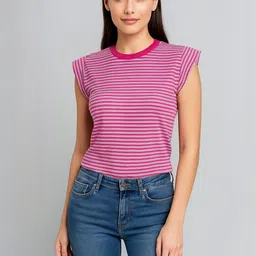 HERE&NOW Women Striped Bio Finish T-shirt-picture-30
