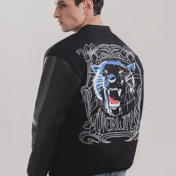 Overlays Men Typography Varsity Jacket with Embroidered image 4