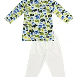 Nauti Nati Boys Animal Printed Regular Pure Cotton Kurta with Pyjamas image 4