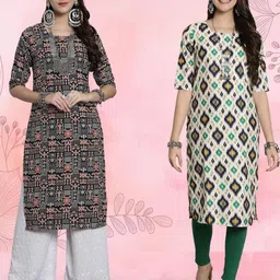 Ethnic basket Women Pack Of 2 Multicoloured Crepe Kurtas-image-38