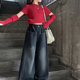 LULU & SKY Girls Wide Leg High-Rise Stretchable Jeans image 3