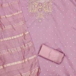 rangtulika ethnics Rangtulika Floral Embroidered Zari Pure Modal Jacquard Unstitched Dress Material image 4