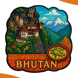 GIFTODAY Blue & Green Bhutan Printed Fridge Magnets image 2