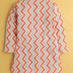 BAESD Boys Chevron Printed Mandarin Collar Kurta With Trousers image 3