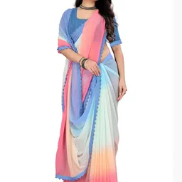 SHAIBO SAREE Ombre Patchwork Poly Georgette Saree image 4