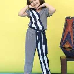 Baawri Girls Striped V-Neck Basic Jumpsuit-picture-8