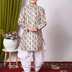 AHLAN APPARELS Boys Ethnic Motifs Regular Sequinned Dupion Silk Kurta with Patiala-picture-47