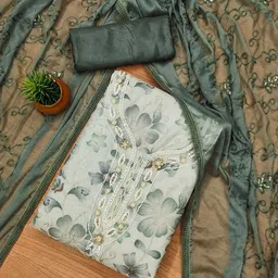 Panzora Embellished Organza Unstitched Dress Material-image-9