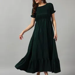 Femvy Women Solid Fit and Flare Midi Dress-picture-14