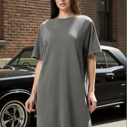 Bewakoof Women's Grey Acid Wash T-Shirt Dress-picture-12