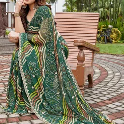 all about you Ethnic Motifs Sequinned Pure Georgette Saree image 5