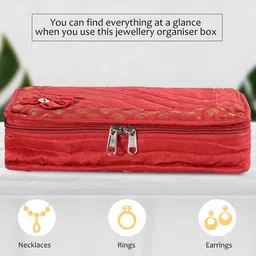 Kuber Industries Maroon 2 Pieces Self Design 7 Compartments Jewellery Organiser image 4
