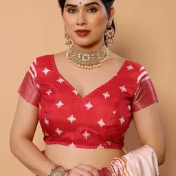 ALMAARI FASHION Ethnic Motifs Printed Linen Banarasi Saree image 5