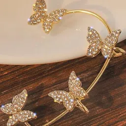 Vembley Gold-Plated Cubic Zirconia Studded Ear Cuffs image 3