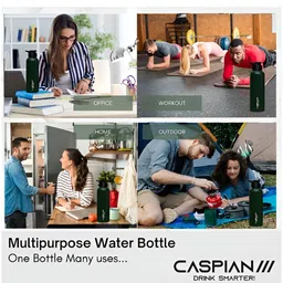 Caspian Green & White Single Stainless Steel Printed Single Wall Vacuum Water Bottle image 4