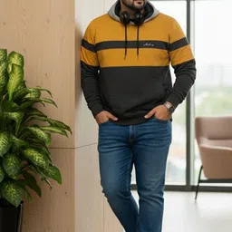 AUSTIVO Men Colourblocked Hooded Sweatshirt image 4