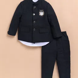 LITTLE COLLARS Boys Embellished Mandarin Collar Regular Fit Three Piece Suit-picture-40