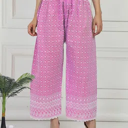 Fashionable Women Floral Embroidered Knitted Palazzos-image-16