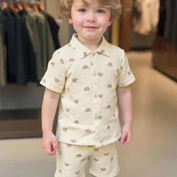 TOONKY Unisex Kids Printed Spread Collar Shirt With Shorts-picture-31