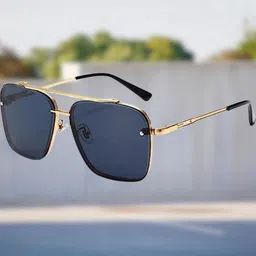 Arzonai Unisex Black Lens & Gold-Toned Aviator Sunglass-picture-15