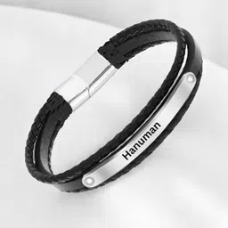 M Men Style Men Silver-Plated Leather Wraparound Bracelet image 4