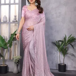 Ambuja International Checked Supernet Saree image 1
