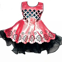 Samjho Fashion Girls Pink Embellished Linen Fit & Flare Dress-image-6