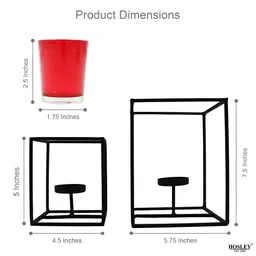 HOSLEY Black & Red Set of 2 Candle Holder image 5