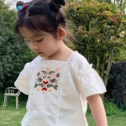 LULU & SKY Floral Print Flared Sleeve Cotton Blouson Top image 4