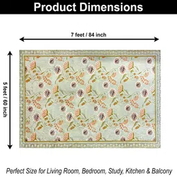 LUXEHOME INTERNATIONAL Green Floral Handmade Polyester Carpet image 2