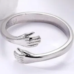 Vembley Silver Plated Couple Adjustable Hug Ring-picture-18