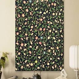 SAF Black & Green Vintage Pattern With Leaves & Flowers Canvas Wall Painting image 2