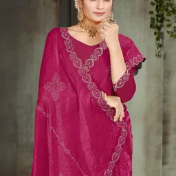 URU FASHION Embellished Sequinned Art Silk Heavy Work Saree image 3