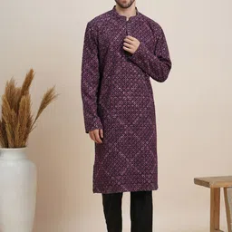 House of Pataudi Embroidered Straight Kurta-picture-30