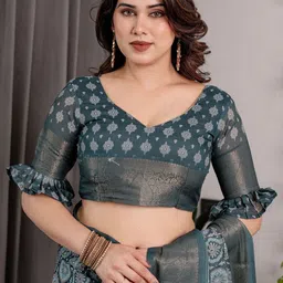 MAHARANI COUTURE Ethnic Motifs Printed Zari Pure Cotton Banarasi Saree image 5