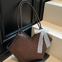 StyleCast x Revolte Geometric Printed Two Handles Tasselled Oversized Bucket Tote Bag image 2