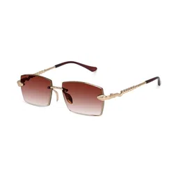 FUNGLASSES Unisex Brown Lens & Gold-Toned Rectangle Sunglasses with UV Protected Lens-picture-11