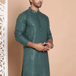 Jompers Men Geometric Embroidered Sequinned Kurta image 3