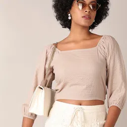 V-Mart Women Solid Square Neck Cotton Top-image-87