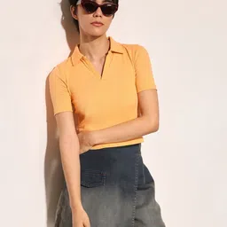 ONLY Women Polo Collar Slim Fit T-shirt image 2