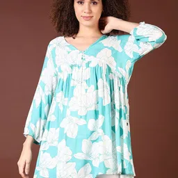 V-Mart Floral Printed V-Neck Empire Anarkali Kurti-image-88