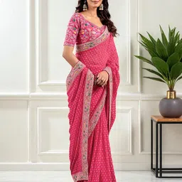 Moda Rapido Bandhani Embroidered Pure Georgette Saree image 3