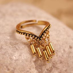 Voylla Gold-Plated Fringes Dangling Finger Ring-picture-6