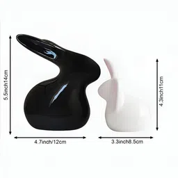 Ascension Black & White 2 Pieces Rabbit Ceramic Figurine Showpieces-image-8