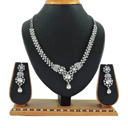 VATSALYA creation White Rhodium-Plated Artificial Stones Alloy Necklace-picture-15