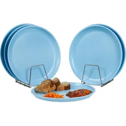 Varmora Plastic Round Dinner Plate- BPA Free| Microwave Safe| Great For Outdoor picnics | Best for Occasions & Quick Meals ( Set of 6 |Sky Blue ) image 1