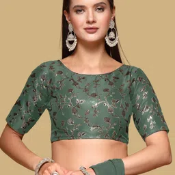 Oomph! Woven Design Boat Neck Saree Blouse-picture-28